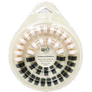 40 - QS Class 15 Bobbins with bobbin ring - Black and White