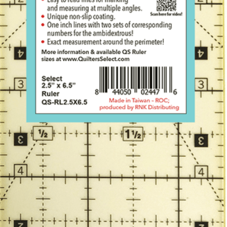 Quilters Select 2.5" x 6.5" Non-Slip Ruler