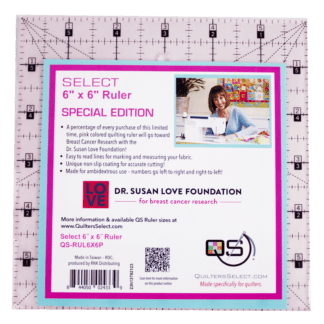 Quilters Select 6" x 6" Non-Slip Ruler - PINK